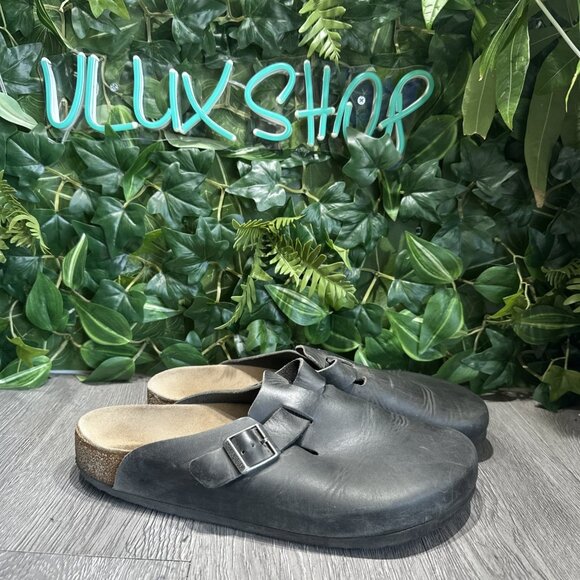 Birkenstock Boston Clogs Mules Black Leather Regular Width Men’s Size 45